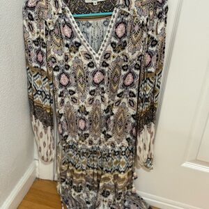 Hale Bob Multicolor V-Neck Mini Dress